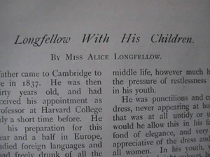 Henry Longfellow Poetry Poet Family Craigie House Children Rare Old Article 1897 - Picture 1 of 4