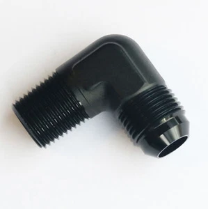 90 Degree NPT to AN Adapter Pipe Thread Fitting Aluminum - 06 AN - 1/4 NPT - Picture 1 of 1