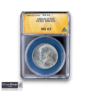 1964-D/D Kennedy Half Dollar (*Certified MS63 by ANACS*) - Repunched Mint Mark - Picture 1 of 4