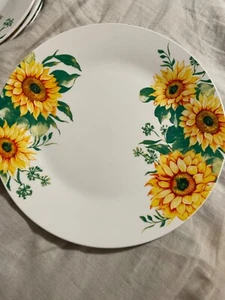 New Royal Norfolk SUNFLOWER 10 5/8” Stoneware Dinner Plates Set of 4 - Picture 1 of 4