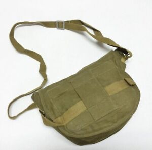 Vintage Small Army Carry Bag Green Canvas Military Messenger Mask Bread Gas
