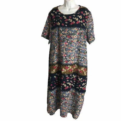 ZANZEA  Floral All Over Print Long Dress Kaftan Maxi Plus 5X  Lounge  Pockets - Image 1 of 4
