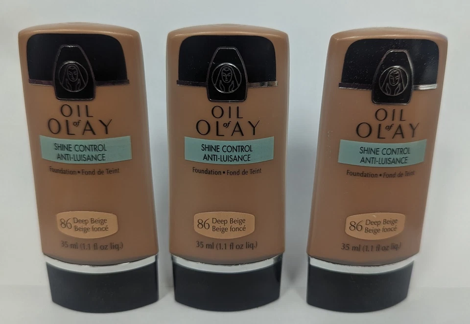 LOT OF 3 - OIL OF OLAY SHINE CONTROL FOUNDATION 86 DEEP BEIGE 1.1FL OZ - Image 1 of 3
