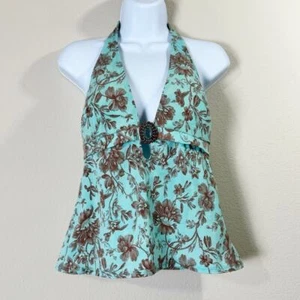 magicsuit | Blumenmuster Neckholder Schnalle Damen Boho Tankini Oberteil Gr. 12 - Bild 1 von 5
