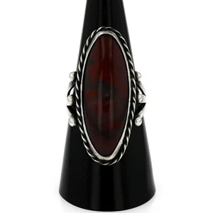 Navajo Ring Sterling Silber versteinertes Holz Indianer Handarbeit Schmuck 6 34 - Bild 1 von 8