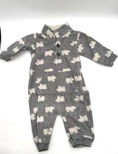 Carter's grau Fleece Tiermotiv Langarm Strampler - Größe 6 Monate - Bild 1 von 4