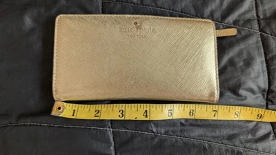 Women's Kate Spade Gold Color Single Fold Wallet Carda Bills ID Zip Coins - Image 1 of 4