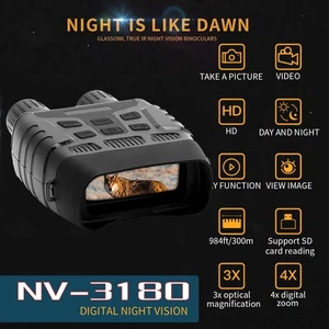 Binocolo visione notturna 2,3" 300 iarde telescopio IR 4X zoom 720P fotocamera + 32 GB - Foto 1 di 12