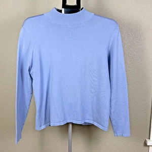 Suéter Pendleton Mezcla Seda Azul Cuello Simulado Manga Larga Para Mujer Talla Mediana - Imagen 1 de 4