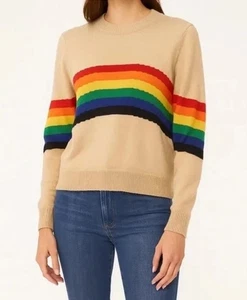 Young Fabulous & Broke Camel Tan Rainbow Crew Neck Sweater Size S/M $250 - Picture 1 of 13