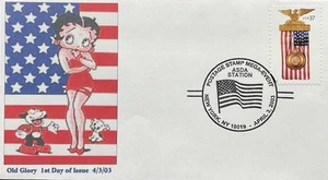 NBC Cachet Betty Boop 3777 Old Glory Campaign Medal (on Stamp) - Picture 1 of 1