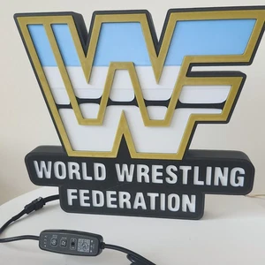 WWF World Wrestling Federation 3D Printed Lightbox | LED Lights with controller - Picture 1 of 4