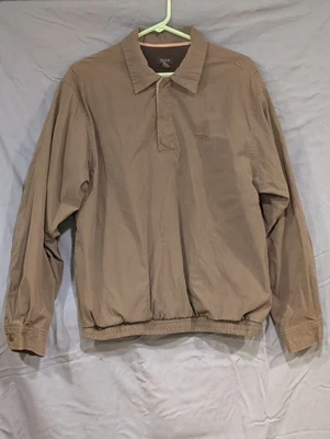 Pulôver masculino IZOD jaqueta corta-vento marrom bronzeado malha forrada meio zíper - Imagem 1 de 4