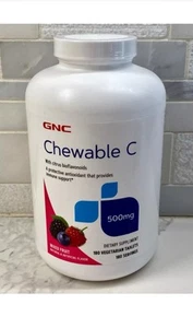 GNC Chewable C 500 mg 180 Vegetarian Tablets Mixed Fruit Exp: 02/2026+ - Picture 1 of 3