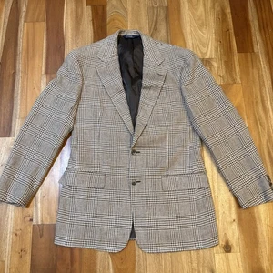 Vintage Polo Ralph Lauren USA Hahnentritt Karo schwere Seide Leinen Sport Mantel 40 lang - Bild 1 von 11