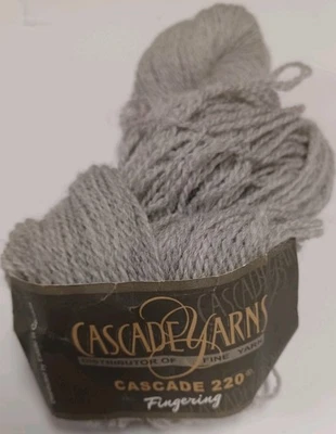 Cascade 220 Fingering Weight.  1 Skein. 273 Yards. Light Gray Color. - Image 1 of 2