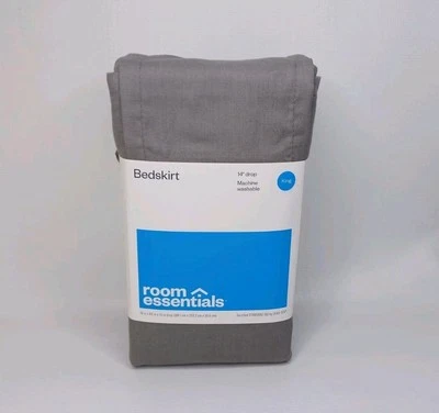 Falda de cama lisa Room Essentials gris king 14" caída nueva Foto 1 de 4