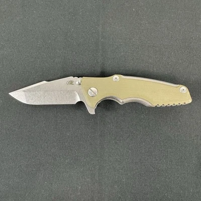 Rick Hinderer Eklipse 3.0” Harpoon Spanto CPM S35VN Stonewash OD Green G10 Knife - Image 1 of 4