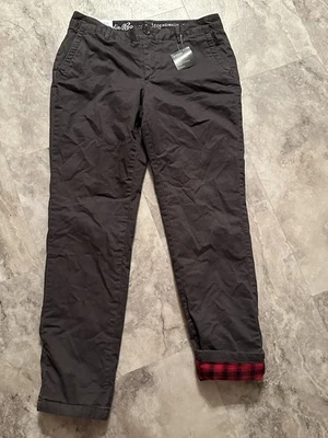 Pantalones Eddie Bauer Gris Leyenda Lavado Elástico Novio Relajado Franela Forrados Talla 10 Foto 1 de 4