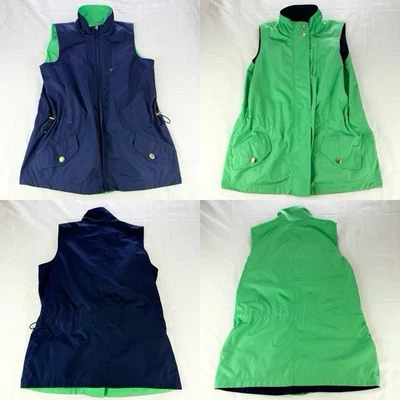 Chaleco cortavientos reversible Ralph Lauren verde marino cremallera completa a presión para mujer talla S/P Foto 1 de 4