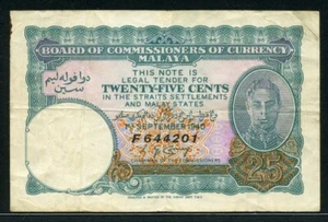 Malaya 1940 25 Cents P3 VF - Picture 1 of 2