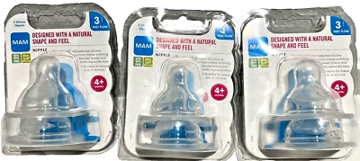 3 2 pack MAM Bottle Nipples Fast Flow Nipple Level 3  for 4+ Months total 6 - Image 1 of 3