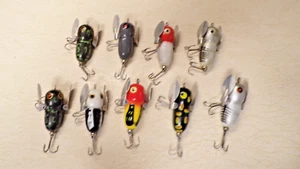 9 Vintage Heddon Tiny Crazy Crawler lures - Great Condition - Take A Look - Picture 1 of 10