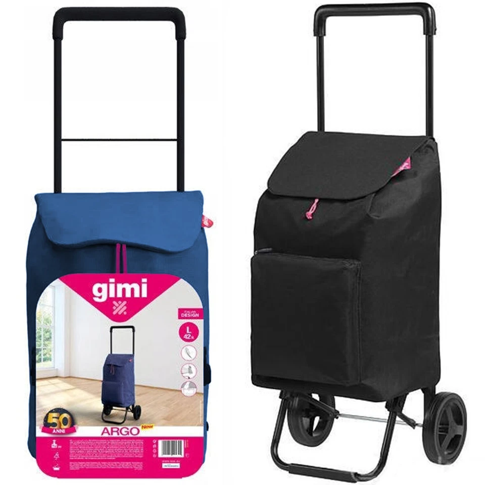 Carrello Spesa Gimi Blu Argo Resistente Antipioggia 42L Carrellino Portaspesa - Immagine 1 di 4