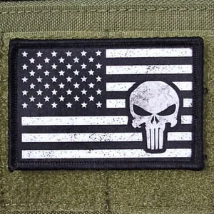 Punisher Patch Flag Moral Tactical Military Army USA Rustic Hook & Loop 3x2 - Picture 1 of 8