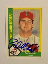 Paul Abbott Signed Topps #1 1990 Card Portland Beavers Auto MLB RAD