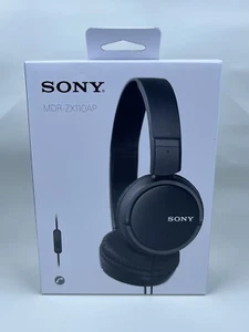 Sony ZX Series Wired On-Ear Headphones with Microphone Black MDR-ZX110AP - Picture 1 of 4