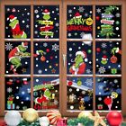 Christmas Grinch's Removable Window Stickers Xmas Art Decal Wall Home Shop Decor