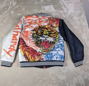 Chaqueta de bombardero para mujer Ed Hardy con estampado de tigre de Christian Audigier talla XL 14/16 - Imagen 1 de 9