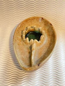 MCM Bennington Pottery Vintage Ashtray Light Brown & Green David Gill #1500 5.5" - Picture 1 of 4