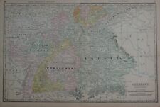 Original 1894 Map SOUTHERN GERMANY Battle Sites Canals Bavaria Saxony Frankfurt