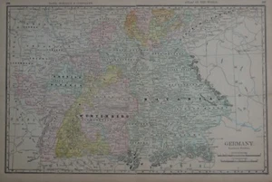 Original 1894 Map SOUTHERN GERMANY Battle Sites Canals Bavaria Saxony Frankfurt - Picture 1 of 10