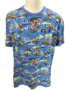 Polo Ralph Lauren Blue Paris Bear All Over Print Mens Cotton Tee Large NEW - Picture 1 of 8