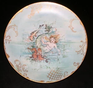 1890er DEUTSCH, MEERJUNGFRAU & FREUNDE, HANDBEMALTER TELLER, EBBA CARISON, SEHR SELTEN! - Bild 1 von 4