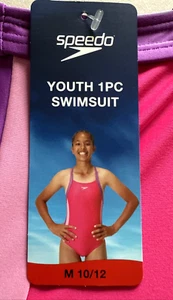 SPEEDO Girl's Competition Swimsuit 1 Pc Swim Pink/Violet Flex Size M (NO TAG) - Picture 1 of 4