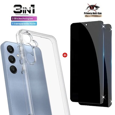 Hülle +2x Panzerfolie Blickschutz Sicht Glas für Samsung S25 S24 S23 S22 A56 A17 - Bild 1 von 4