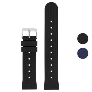 StrapsCo Silicone Rubber Waffle Watch Band Strap with Polished Silver Buckle - Picture 1 of 9