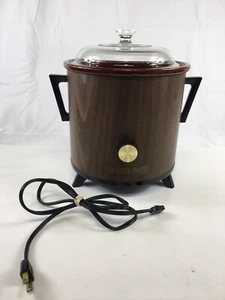 Vintage Rival WoodGrain Crockpot SlowCooker Server w/GlassLid Model 3101/2 WORKS - Picture 1 of 11