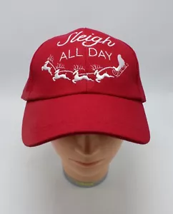 Nuevo sombrero de béisbol rojo ""Trineo todo el día"" de vacaciones con gancho y bucle - CH36 - Imagen 1 de 2