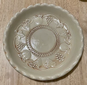 CERAMIC PIE Plate BAKING DISH w/ FRUIT IN 3D Relief 11'' X 2'' - Picture 1 of 4