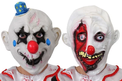 SCARY CLOWN MASK OVERHEAD RUBBER HORROR MASKS HALLOWEEN FANCY DRESS COSTUME  - Image 1 of 4