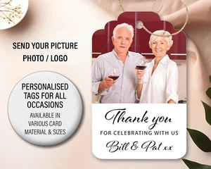 Personalised Photo Celebration Thank you Birthday Gift Bag Tags Favour Tag 93 - Picture 1 of 14