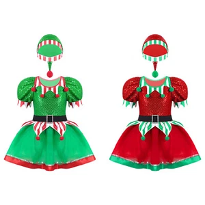 Kinder Mädchen Kleid Mit Hut Skaten Festkleid Cosplay Kleider Party Trikot Elf - Picture 1 of 26