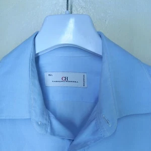 Camisa de vestir Carolina Herrera azul claro 100 % algodón regular para hombre talla mediana 15 - Imagen 1 de 21