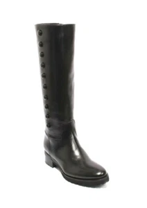 Luca Grossi 237 Black Leather Stretch Zip Knee High Heel Boots 38 / US 8 - Picture 1 of 8