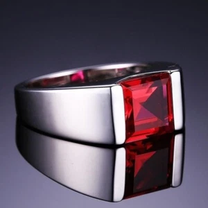 Beautiful Pink Ruby Mens Ring 925 Sterling Silver Gemstone Jewelry For Boyfriend - Picture 1 of 10